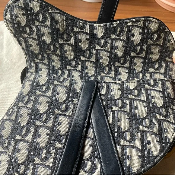 DIOR Blue Oblique Canvas and Leather Saddle Belt Bag 🤍 - Picture 6 of 12